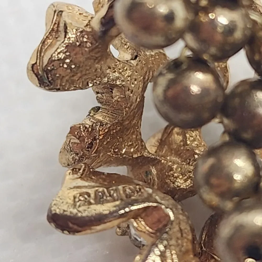 Roman Gold Tone & Clear Rhinestone Flower Cluster Stretchy Ring